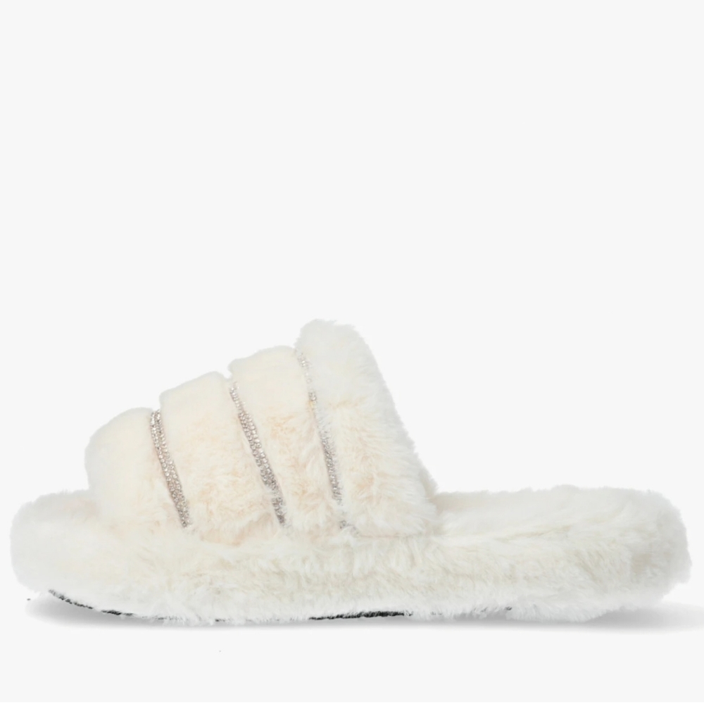 𝙉𝙚𝙬 𝙄𝙣!🖤💎Diamond Strap Fur Sandal - NUDE